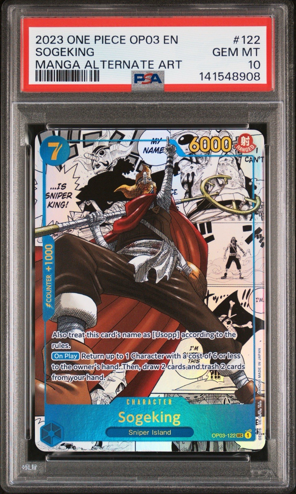 2023 One Piece Pillars of Strength Sogeking #OP03-122 EN Manga Alt Art PSA 10