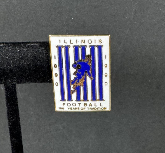 Vintage 1990 Illinois Fighting Illini Football Gold Tone Lapel Pin  