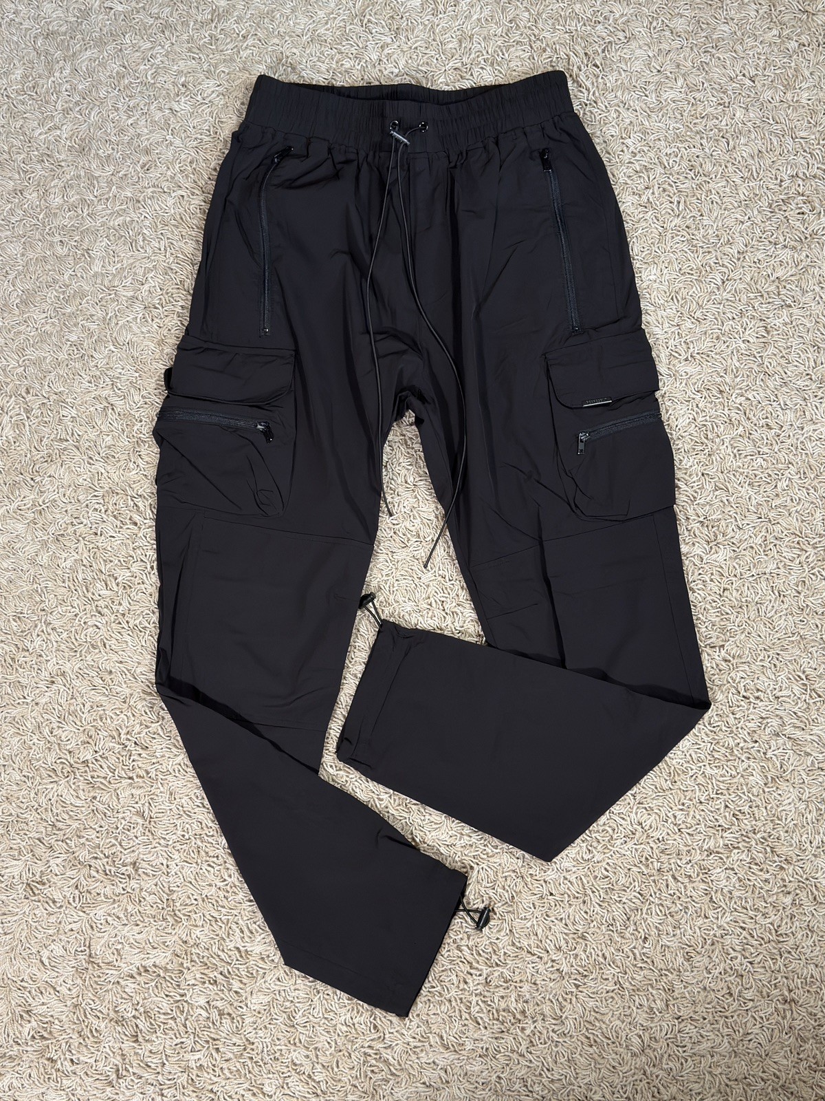 Represent 247 Pants Mens Small Black Technical Cargo Pants Nylon Stretch