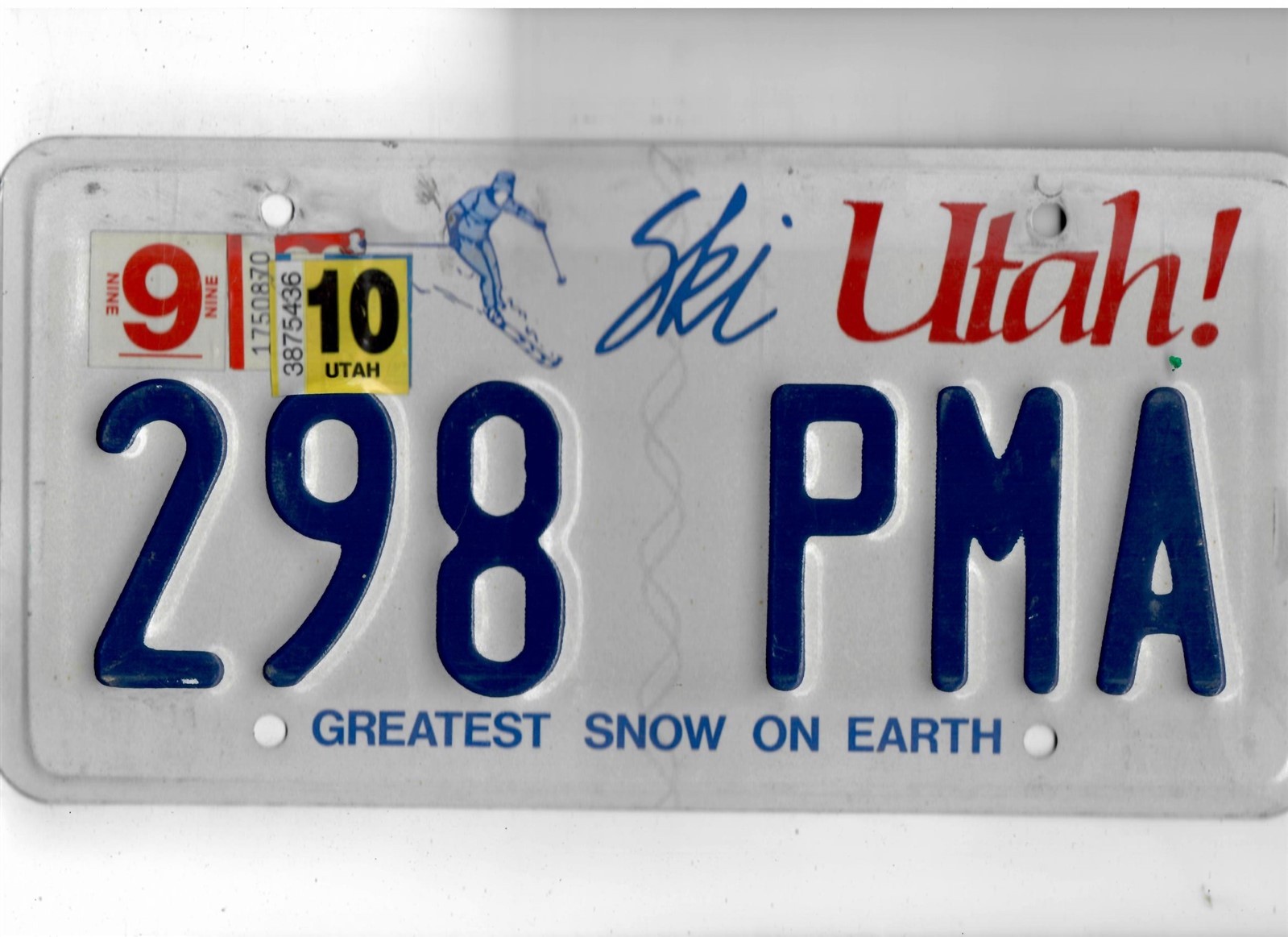 UTAH passenger 2010 license plate \