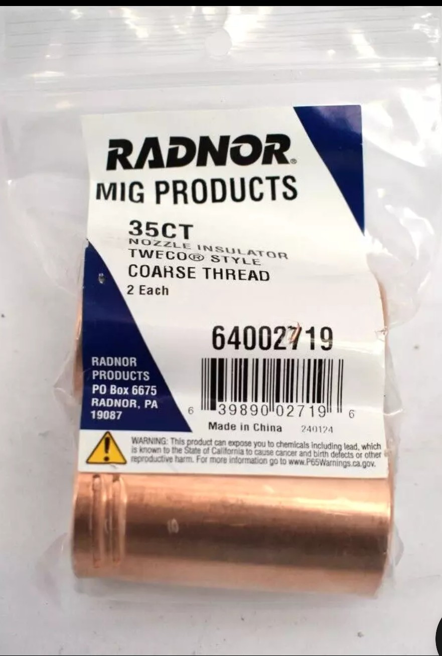 Radnor MIG Products 35CT Nozzle Insulator Tweco Style 2 PIece Coarse Thread