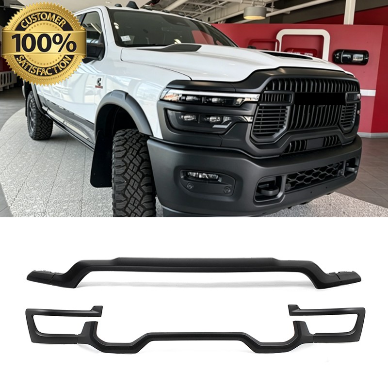 For 2025 2026 RAM 2500 3500 Front Upper+Lower Grille Molding Trim Matte Black