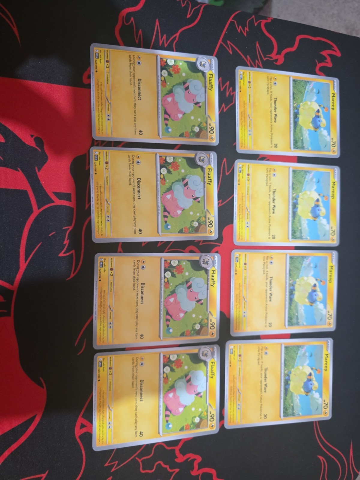 Pokemon Perfect Order Regular Non Holo Mareep 027/086 X4 Flaaffy 028/086 X4