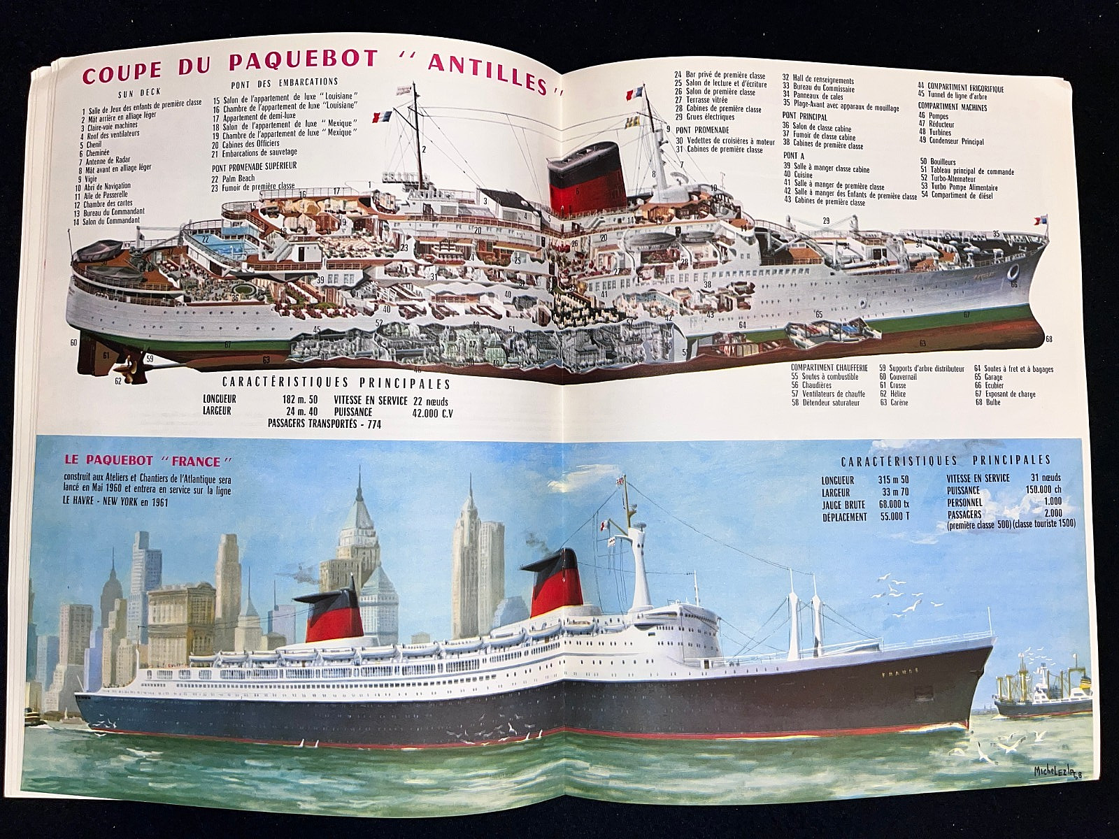 FRENCH LINE -  Compagnie Générale Transatlantique 1960s Magazine