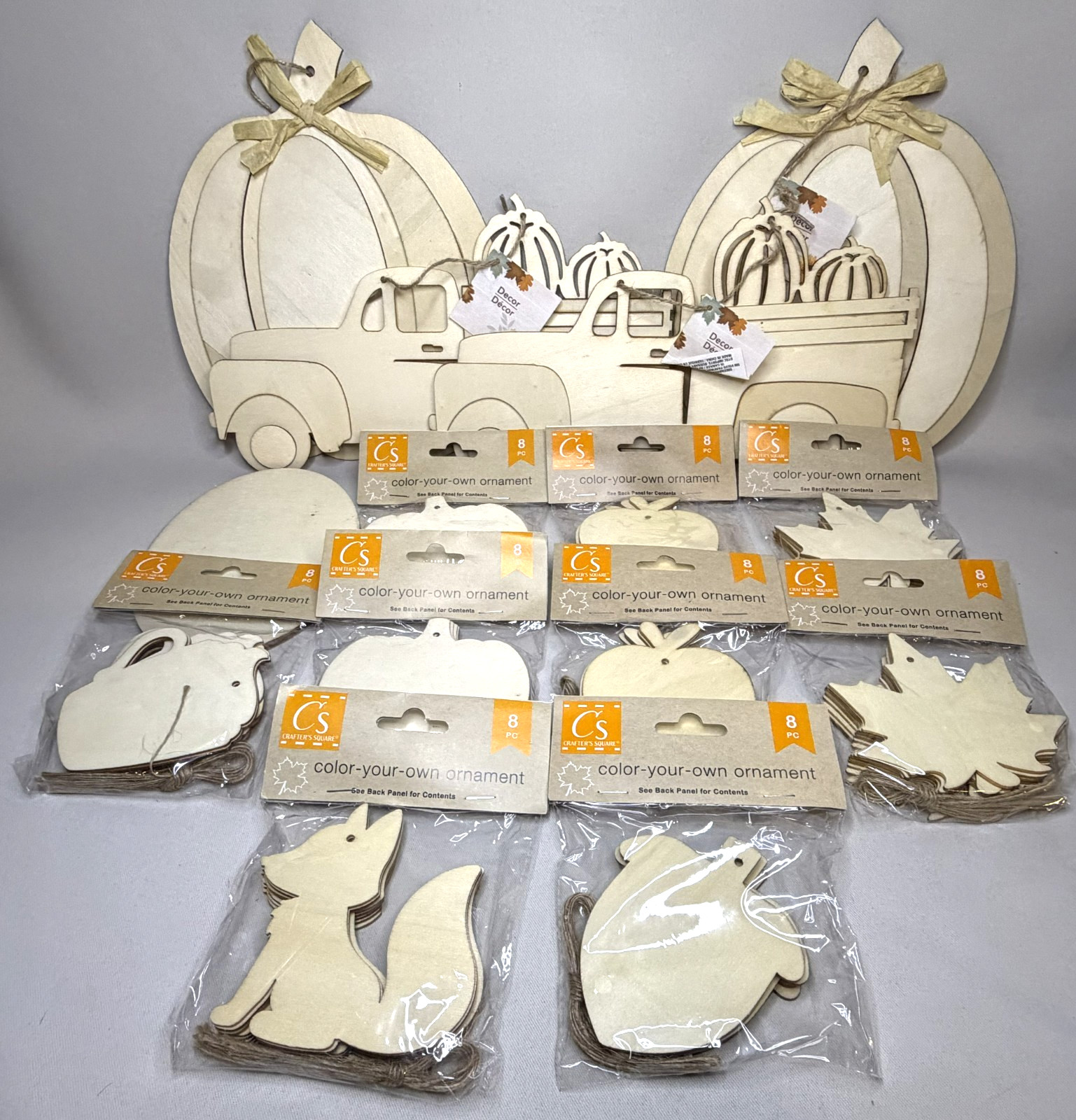 Crafter\'s Square DIY Wood Fall Ornaments & Pumpkin Truck Signs Bulk Craft Lot Crafter\'s Square DIY Wood Fall Ornaments & Pumpkin Truck Signs Bulk Craft Lot