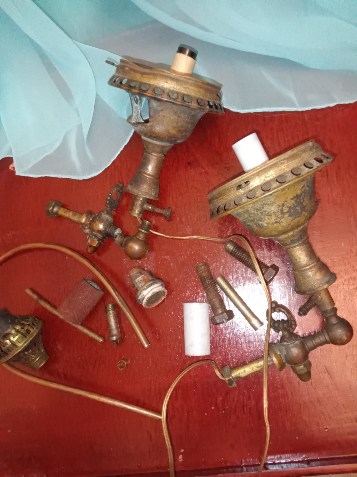 Lot Of Antique Vintage Gas Wall Lamp Hardware Intricate Design Parts 1800s