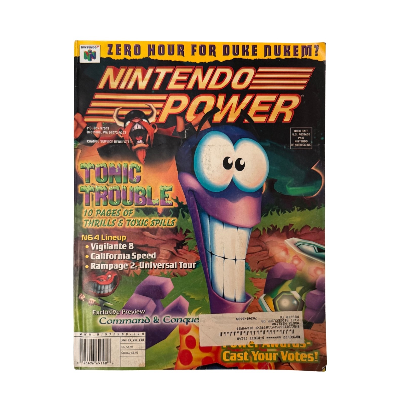 Nintendo Power Vol 118 Tonic Trouble N64 Poster No Pokemon Card Magazine