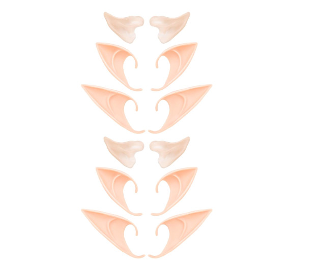 6 Pairs Soft Pointed Elf Ears Costume Accessories for Cosplay and Dress Up