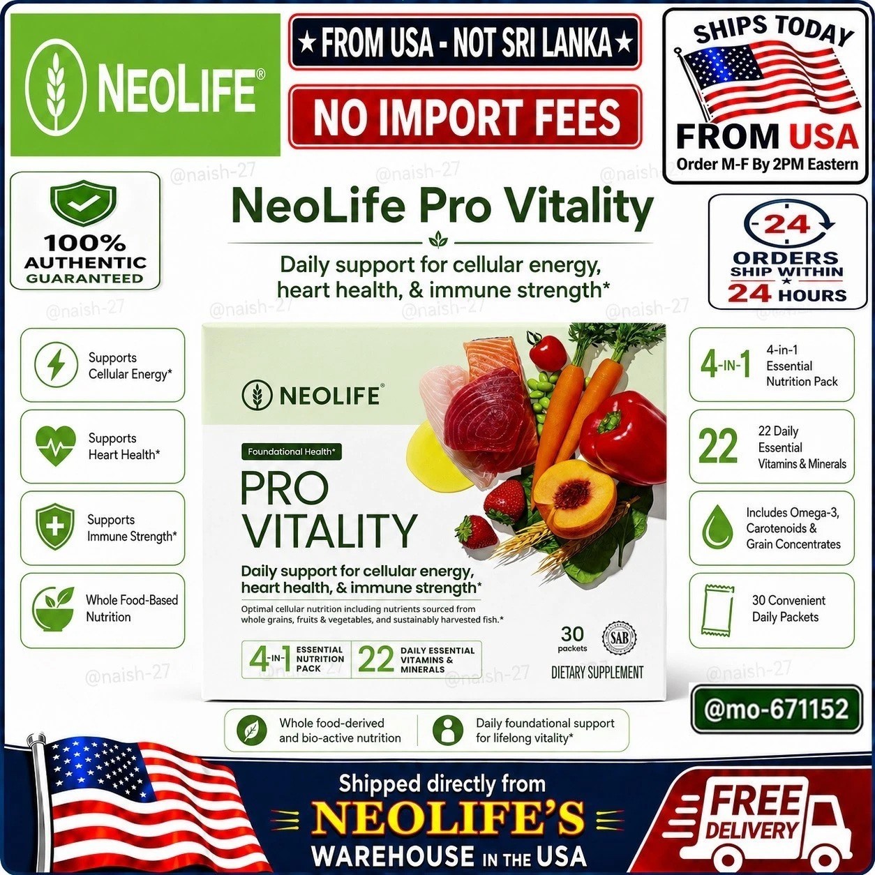 NeoLife Pro Vitality 30 Packets Daily Nutrition Omega-3 Vitamins NIB🚚From USA🚚