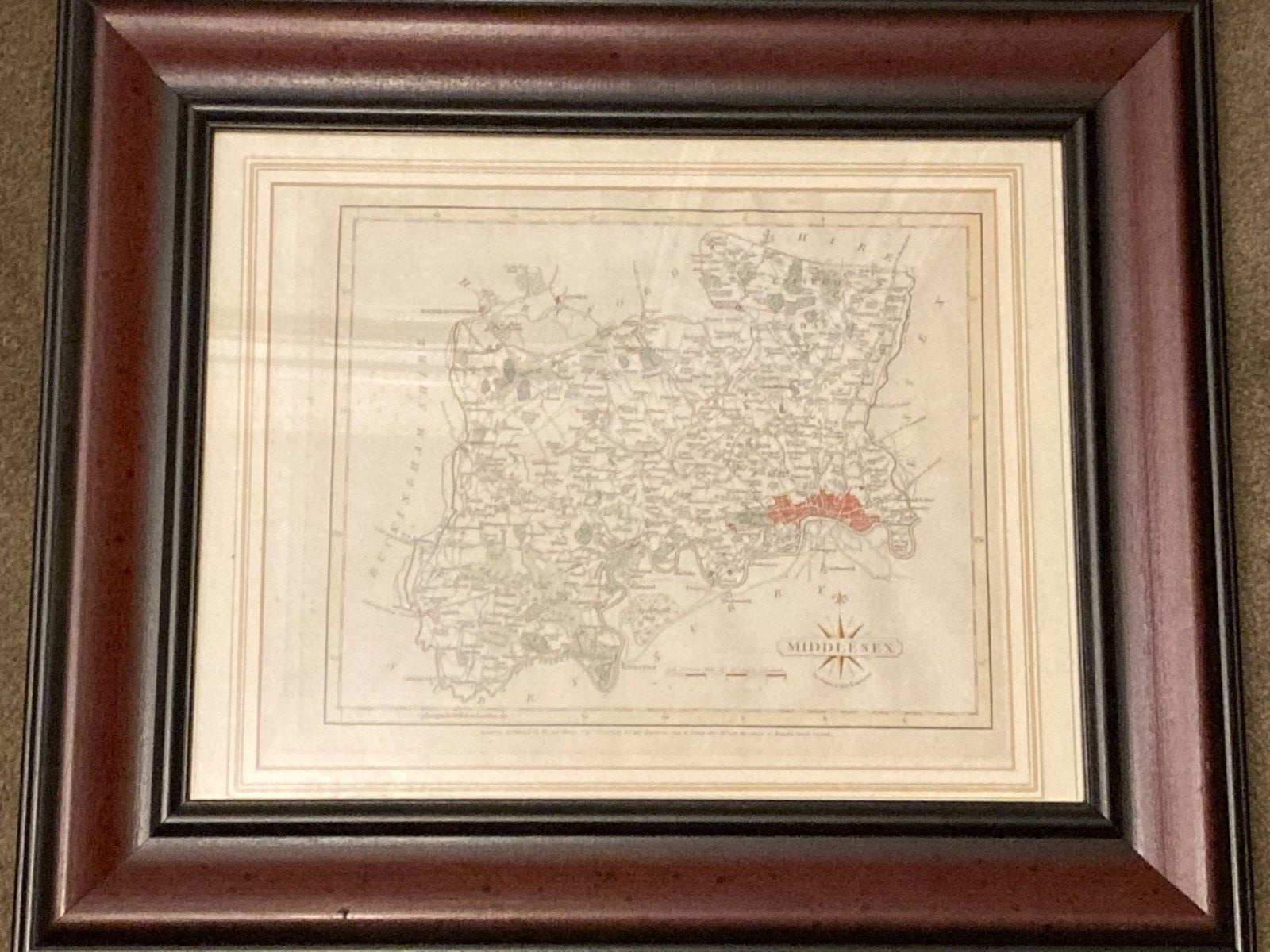 Framed Middlesex London BY JOHN CARY GENUINE ANTIQUE ENGRAVED MAP c1787 Framed Middlesex London BY JOHN CARY GENUINE ANTIQUE ENGRAVED MAP c1787