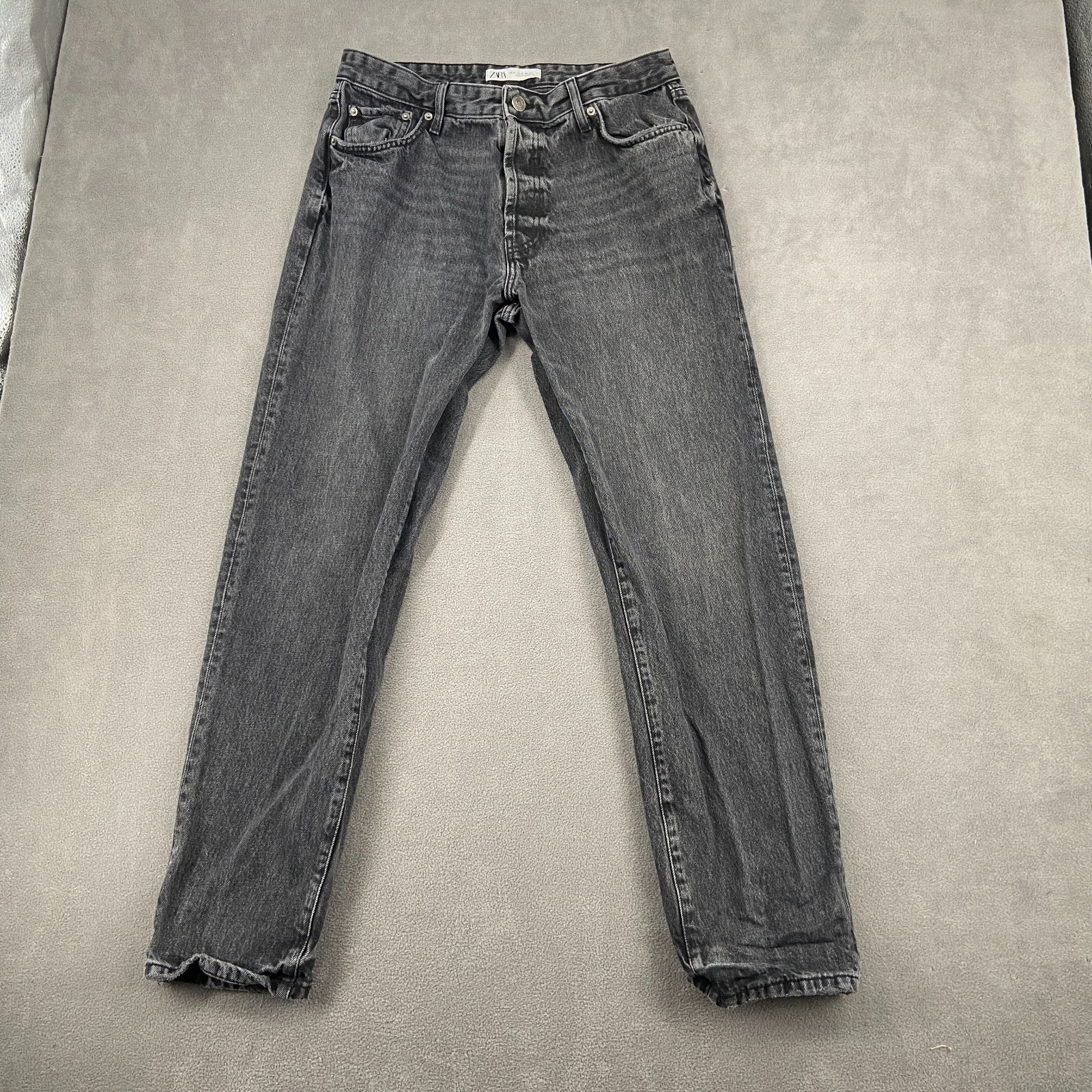 Zara Jeans Mens 34 Gray Denim 5-Pockets Streetwear Casual Mid Rise Straight Leg