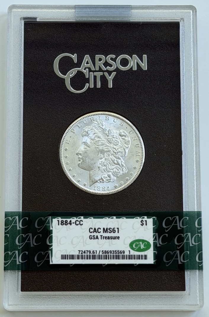 1884-CC Morgan Silver Dollar - GSA Hoard - CACG MS61 1884-CC Morgan Silver Dollar - GSA Hoard - CACG MS61