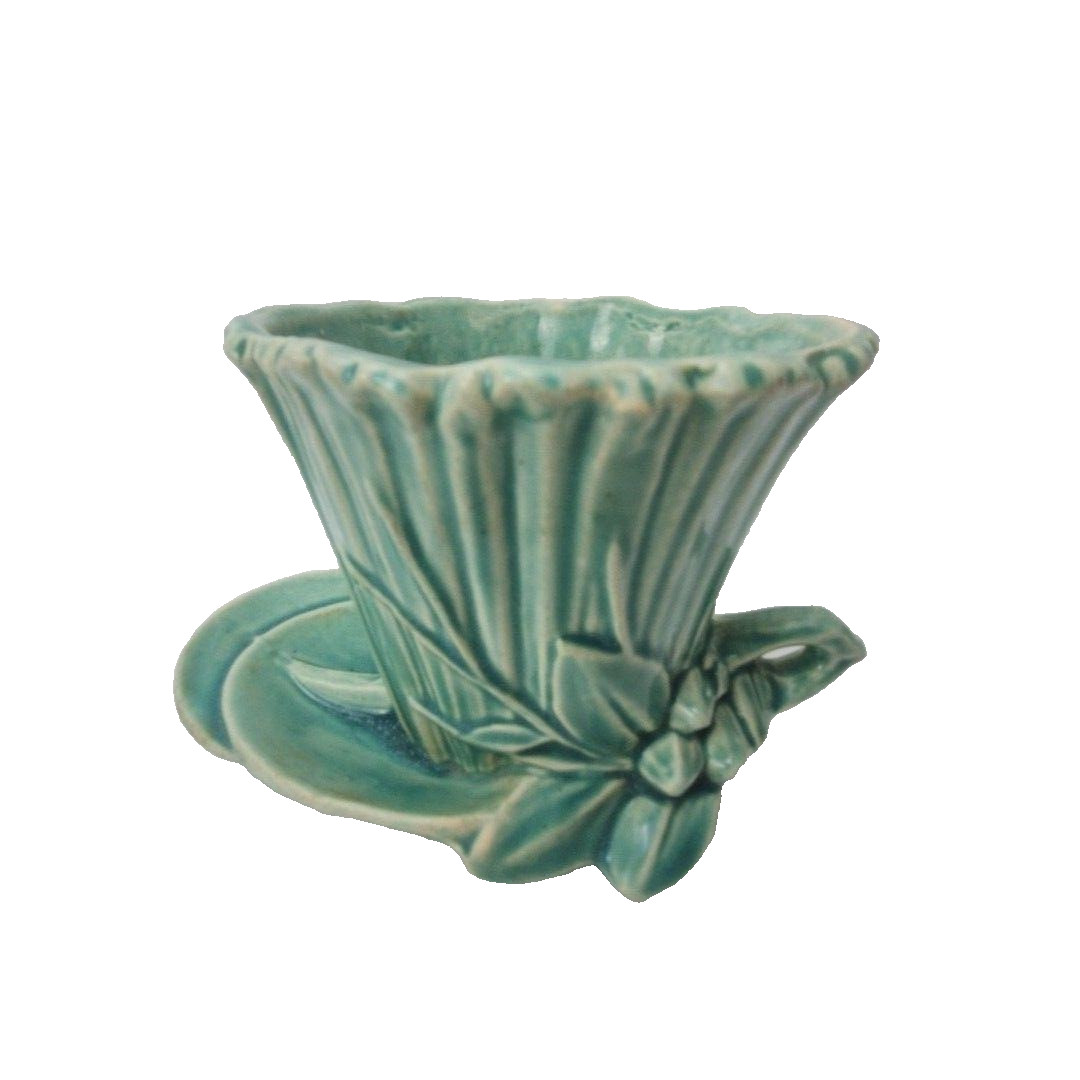 Vintage McCoy Green Floral Wall Planter Ceramic Art Pottery USA MCM Decor
