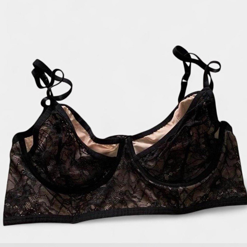 Torrid Curve Body 42C Underwire Bra Black Sheer Mesh Floral, Adjustable size 2