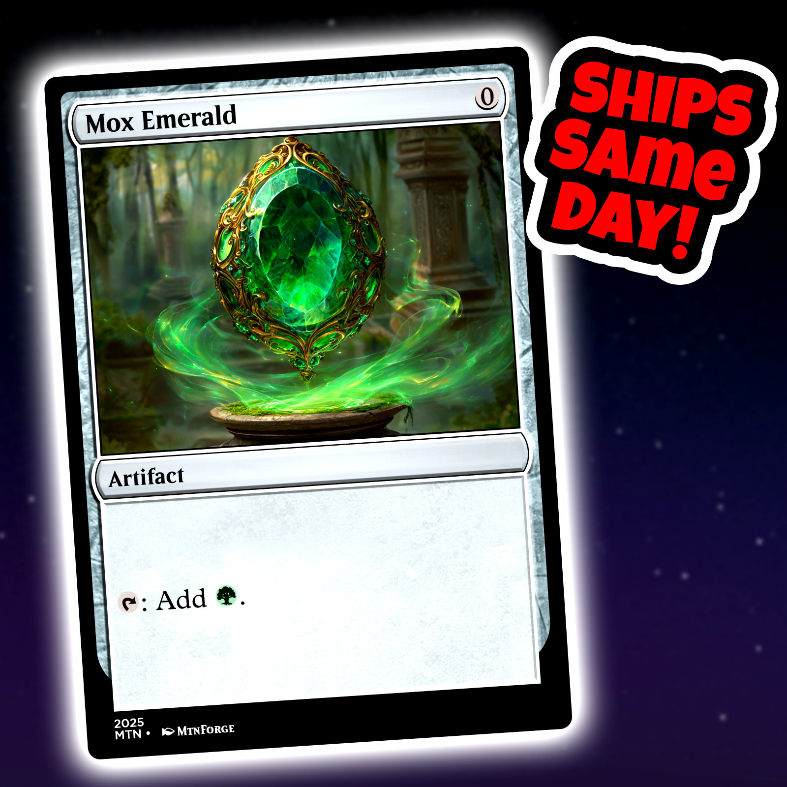 Mox Emerald - Custom Art Magic: The Gathering Playtest Card - Commander EDH
