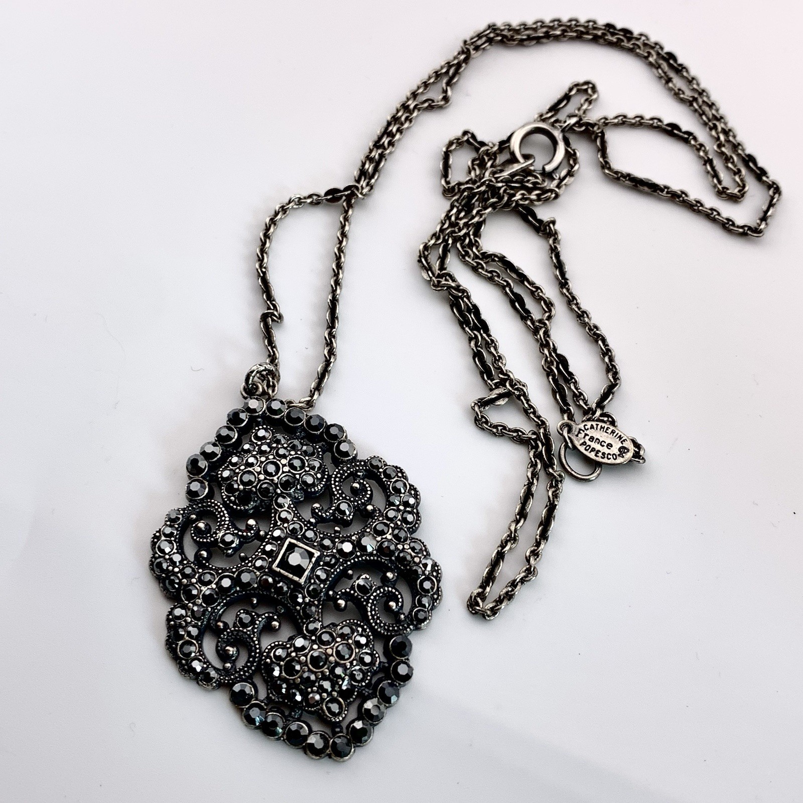Authentic Vintage Catherine Popesco   Filigree Medallion Necklace