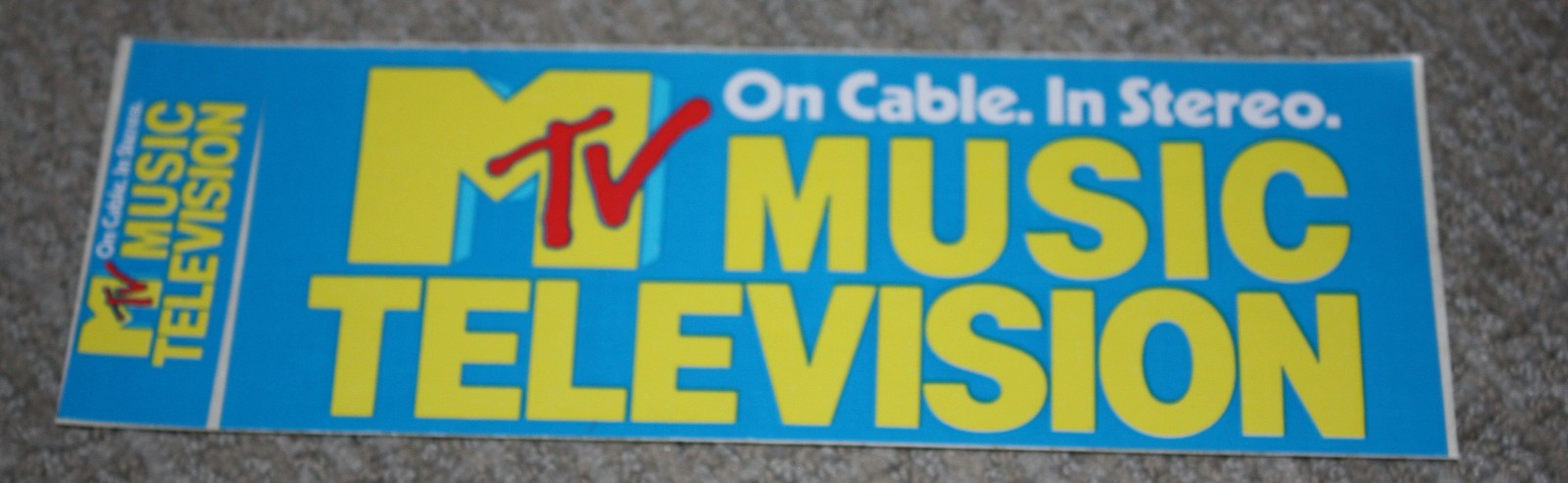 Vintage 1980s MTV “Music Television” Bumper Sticker • On Cable In Stereo Vintage 1980s MTV “Music Television” Bumper Sticker • On Cable In Stereo