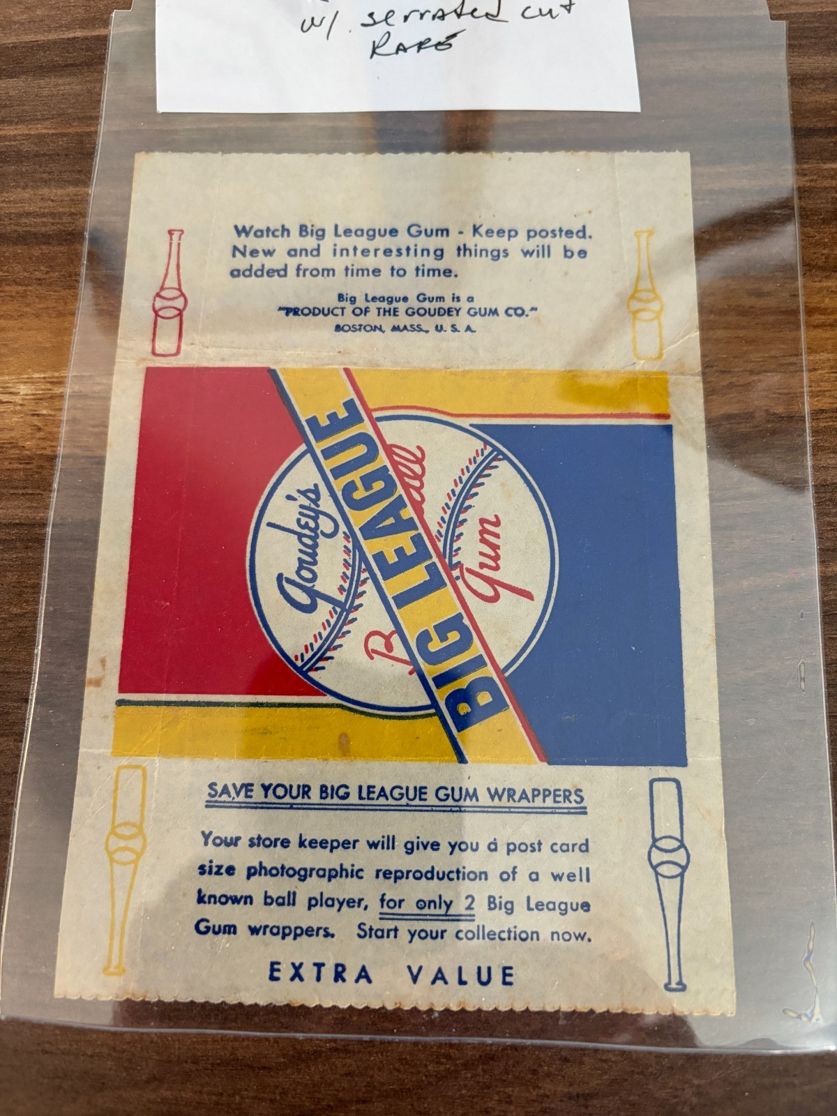 1936 Goudey Baseball Gum Wax Wrapper Big League Gum