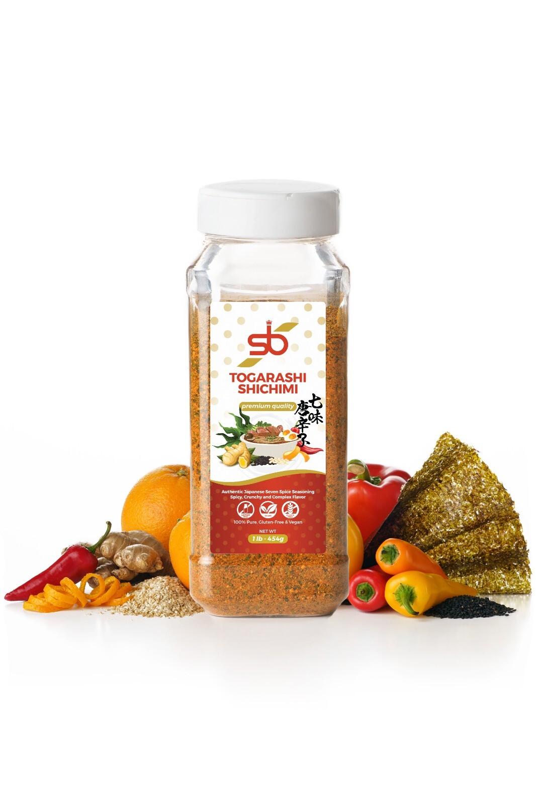S-B SPICES Togarashi Shichimi Blend (1lb - 454g) Authentic Japanese Seven Spice