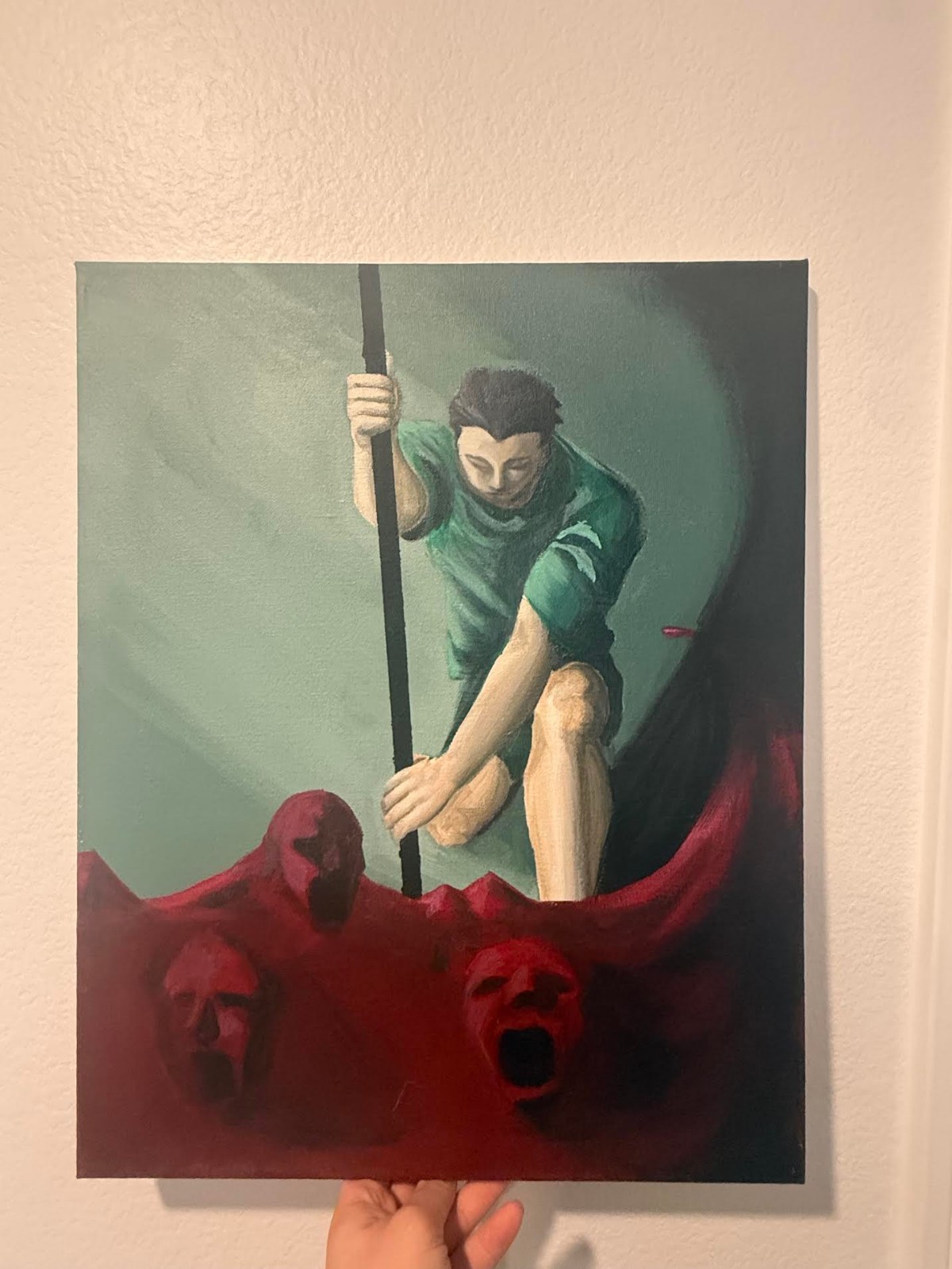 Original Hand Painted Dark Fantasy Painting Spiritual Warfare Demon Art