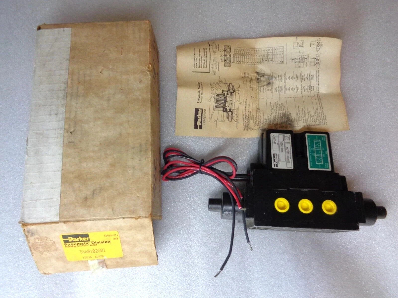 Genuine Parker Hannifin SS60102501 Pneumatic Solenoid Valve No-Gasket