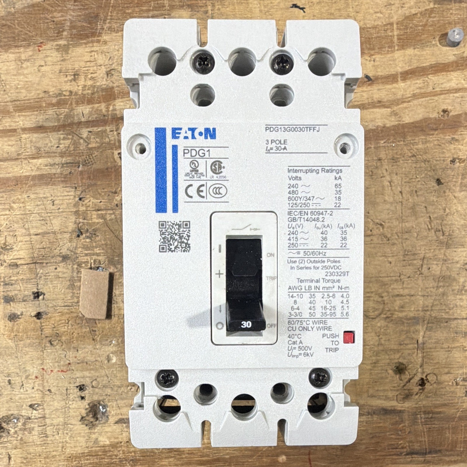 Eaton Power Defense PDG13G0030TFFJ Molded Case Breaker 3P 30A 480V