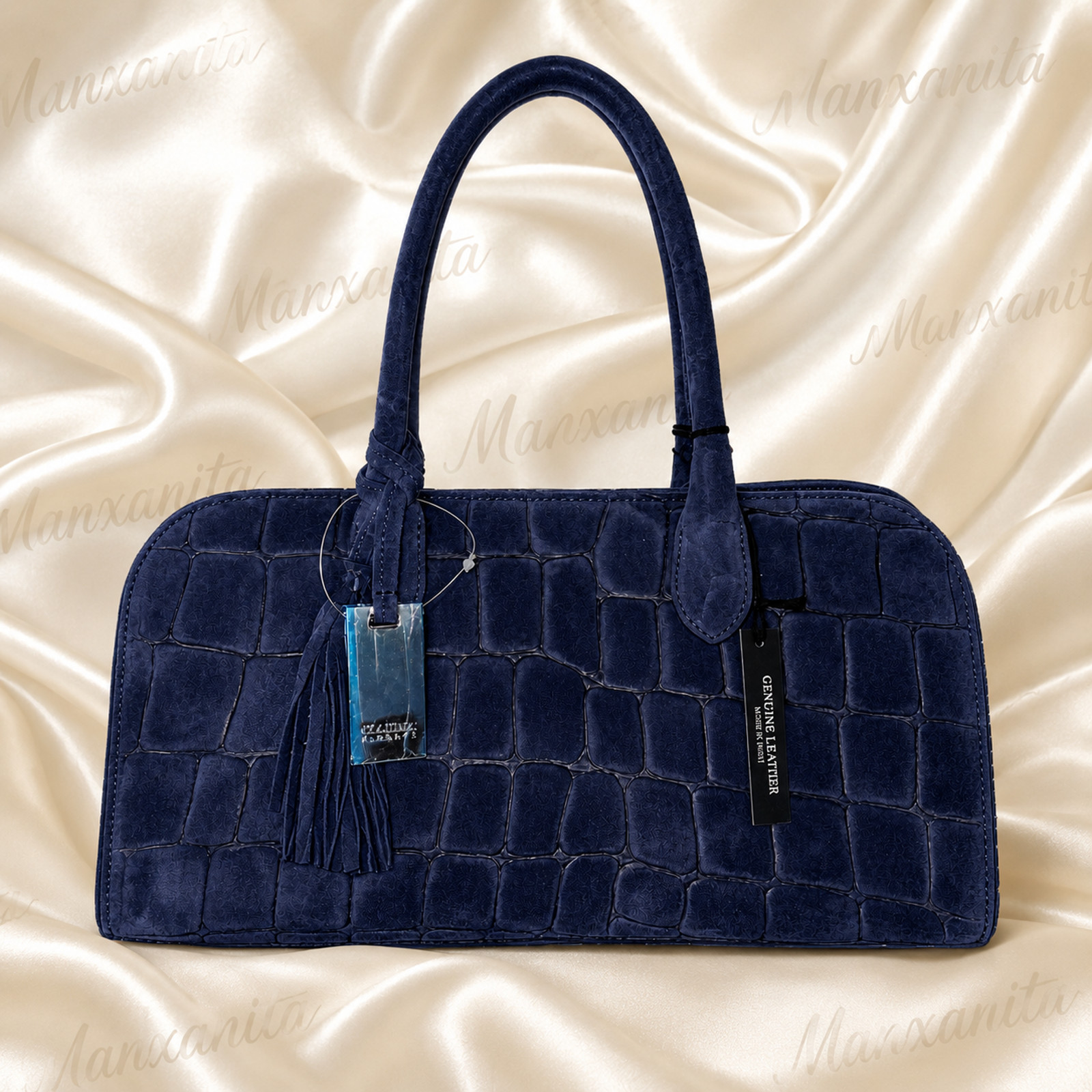 CLAUDIA FIRENZE NAVY BLUE SUEDE LEATHER BAG CLAUDIA FIRENZE NAVY BLUE SUEDE LEATHER BAG