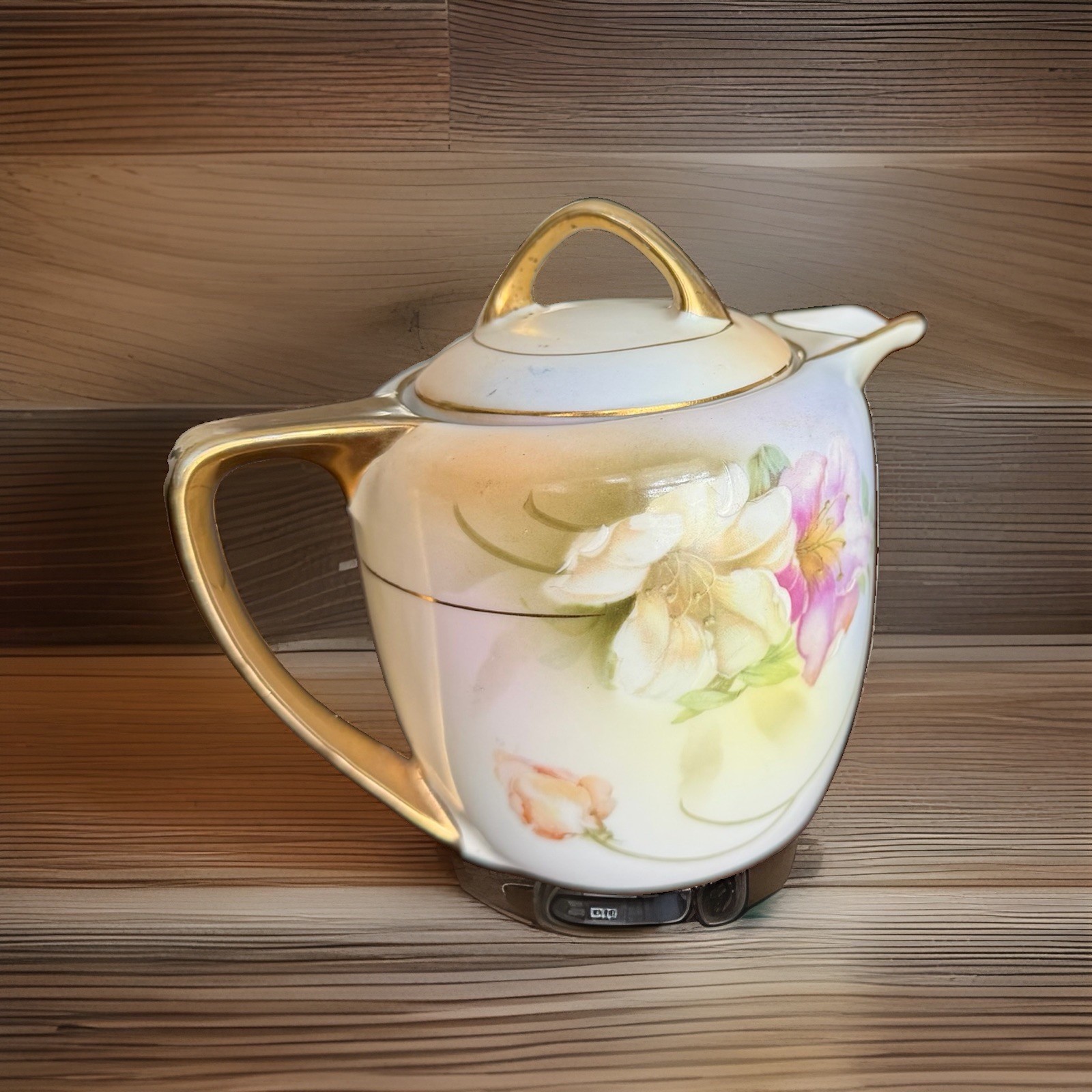 Antique Royal Rudolstadt Prussia Mini Teapot Hand Painted Floral Gold 1905-31