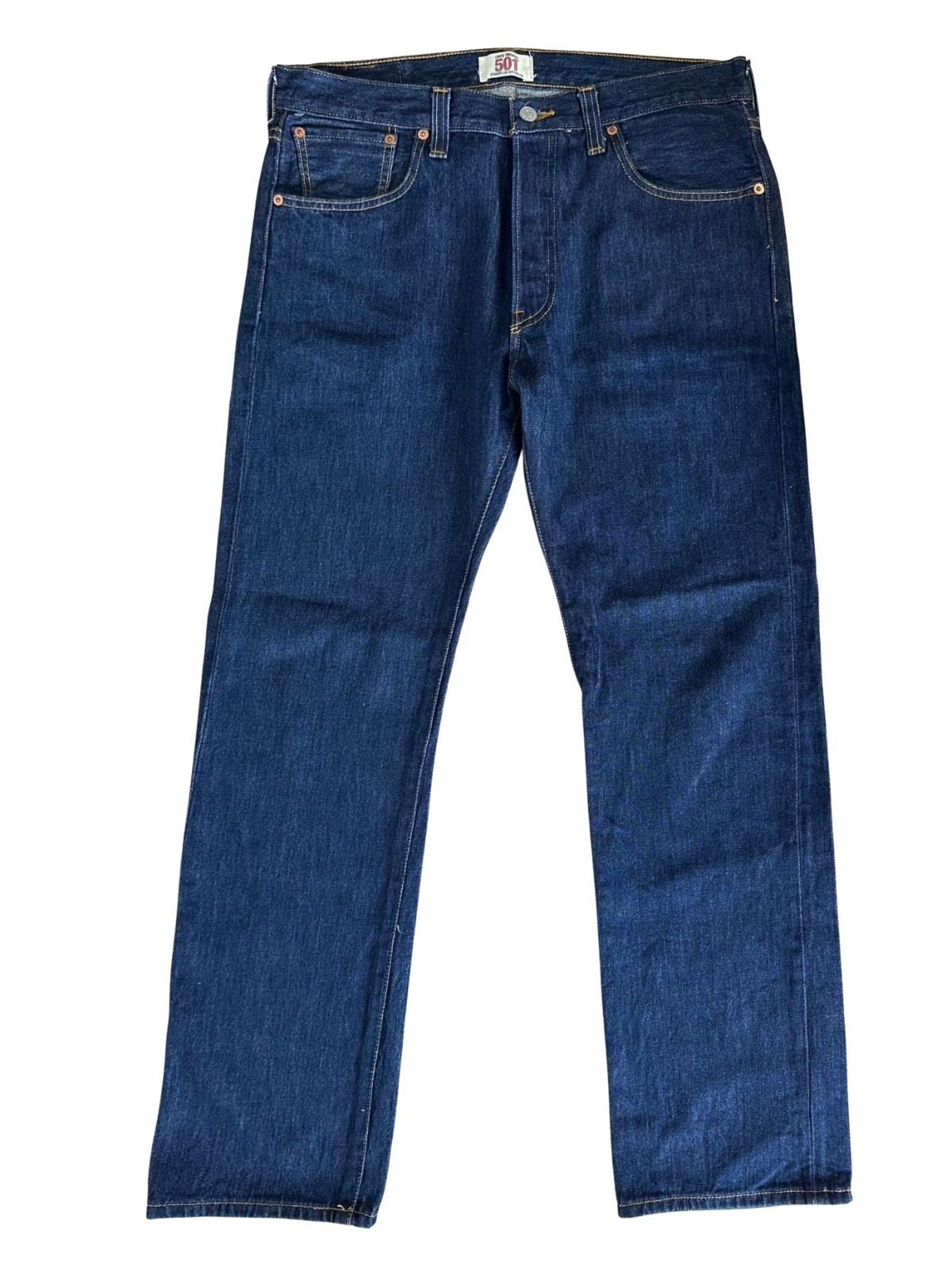 Levi\'s 501 Original Jeans Men\'s 34x32 Dark Wash Blue Button Fly Straight Leg