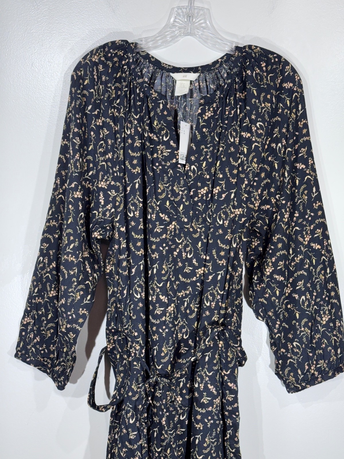 H&M Women\'s Black Floral Long Sleeve Maxi Dress XL