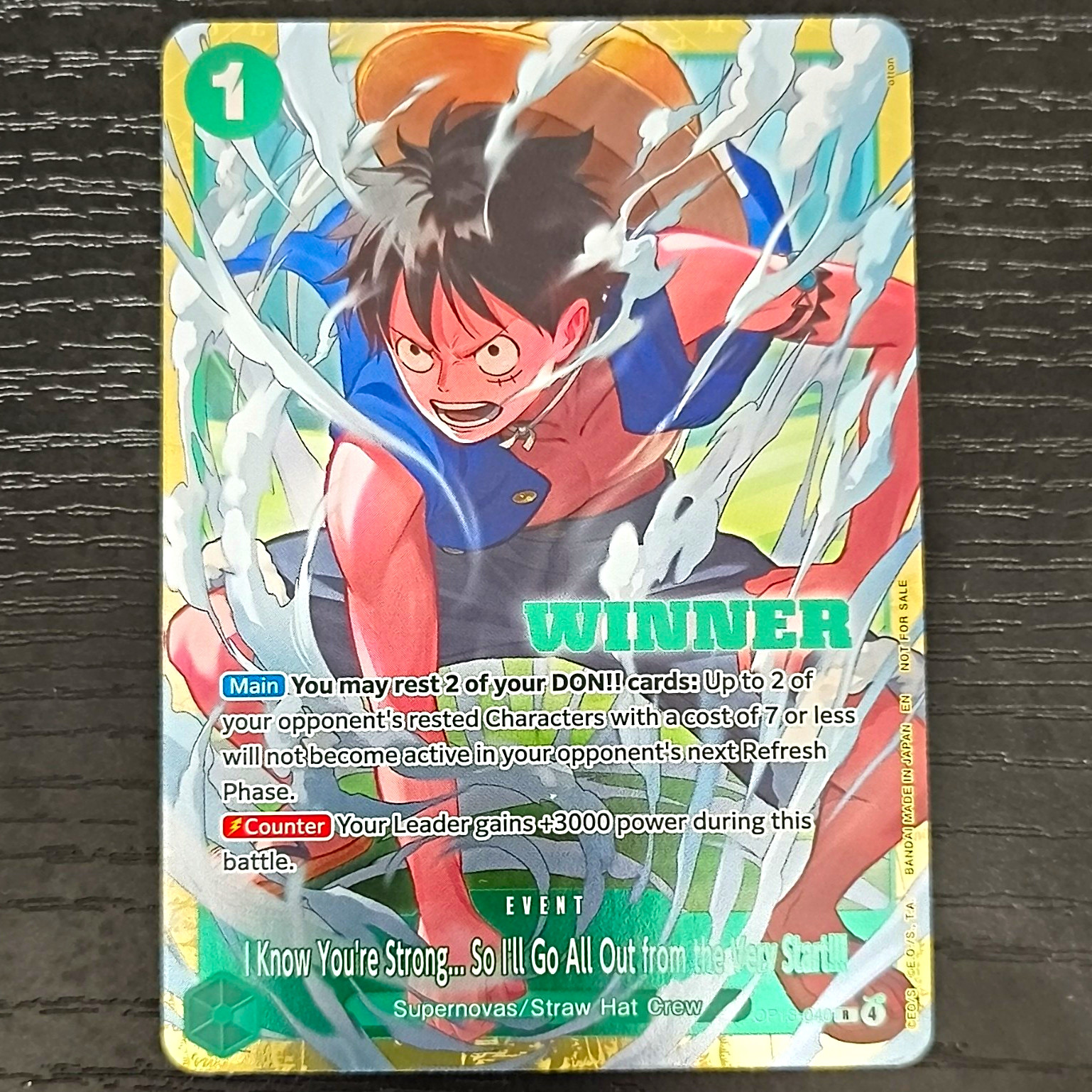Bandai One Piece Tcg Promo I Know You're Strong... Luffy Winner Foil