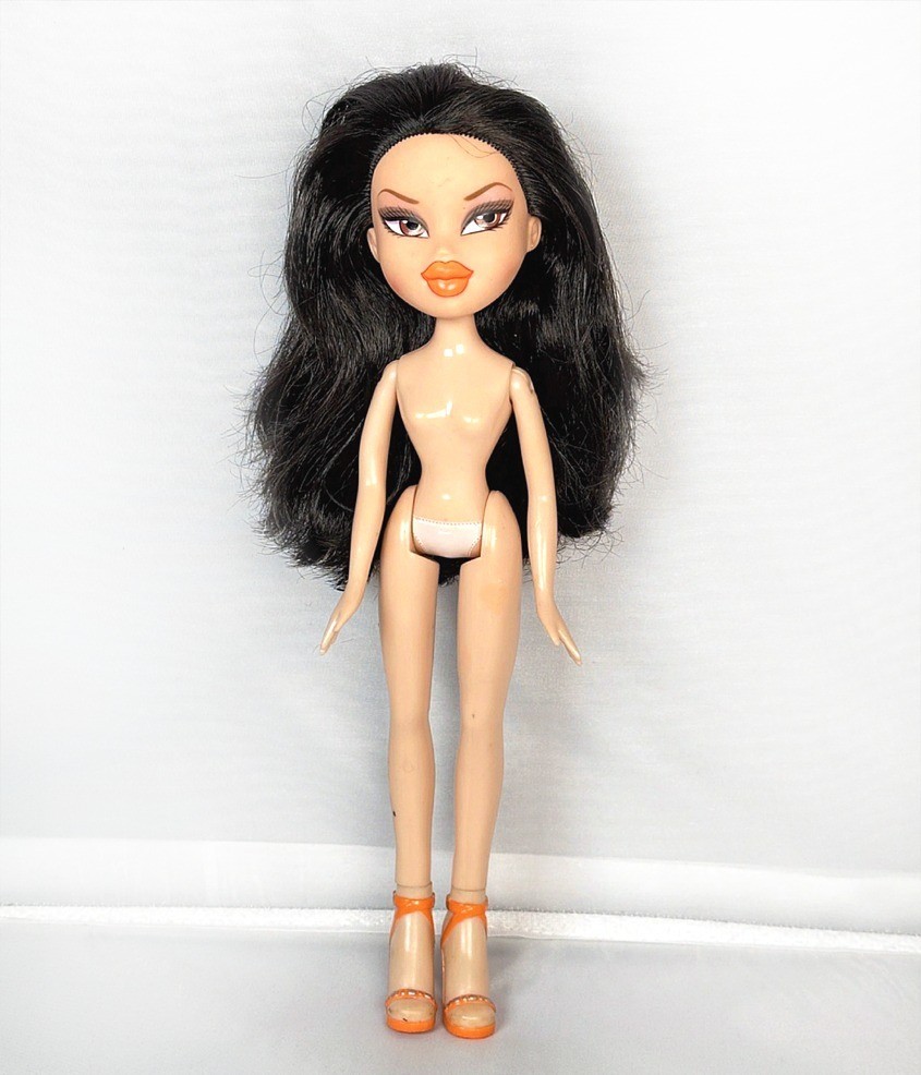 Bratz Neon Pop Divaz Jade naked doll original shoes black hair orange lips