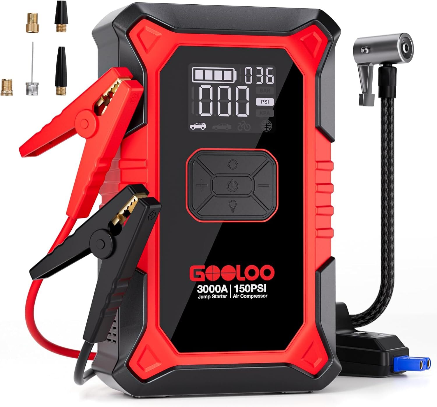 GOOLOO A3 Jump Starter with Air Compressor, 3000A Portable Car Battery Booster