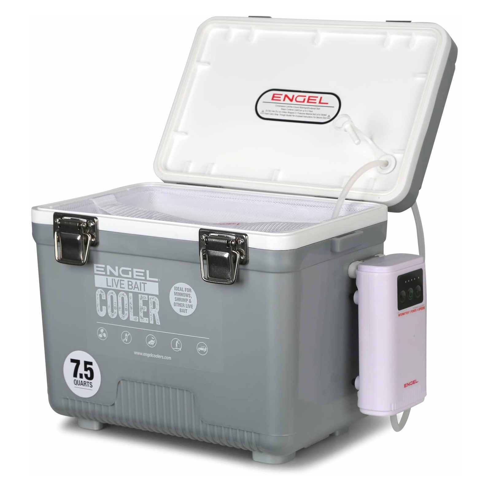 ENGEL COOLERS Live Bait Cooler PRO for Fishing - 7.5 qt - Silver 7.5 Quarts