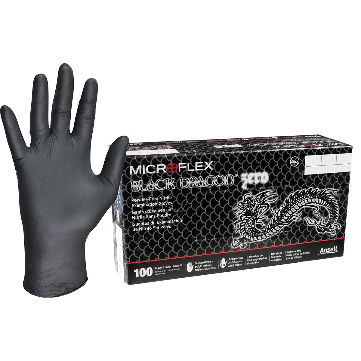 Microflex BD-1004-NPF Black Dragon Zero PF Nitrile Exam Gloves - X-Large