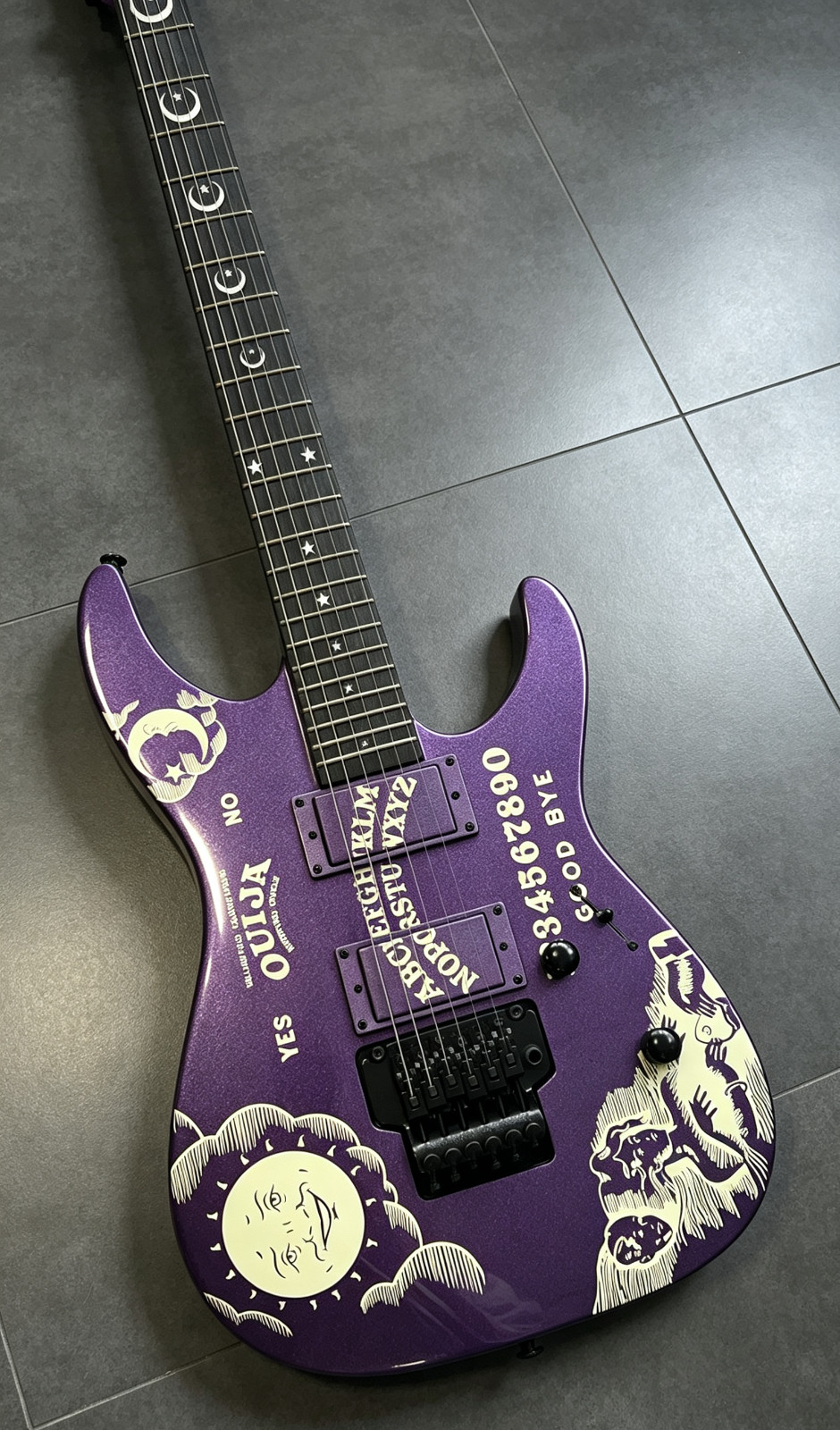US STOCK Purple Kirk Hammett Ouija Electric Guitar HH Pickup Moon&Star Inlay