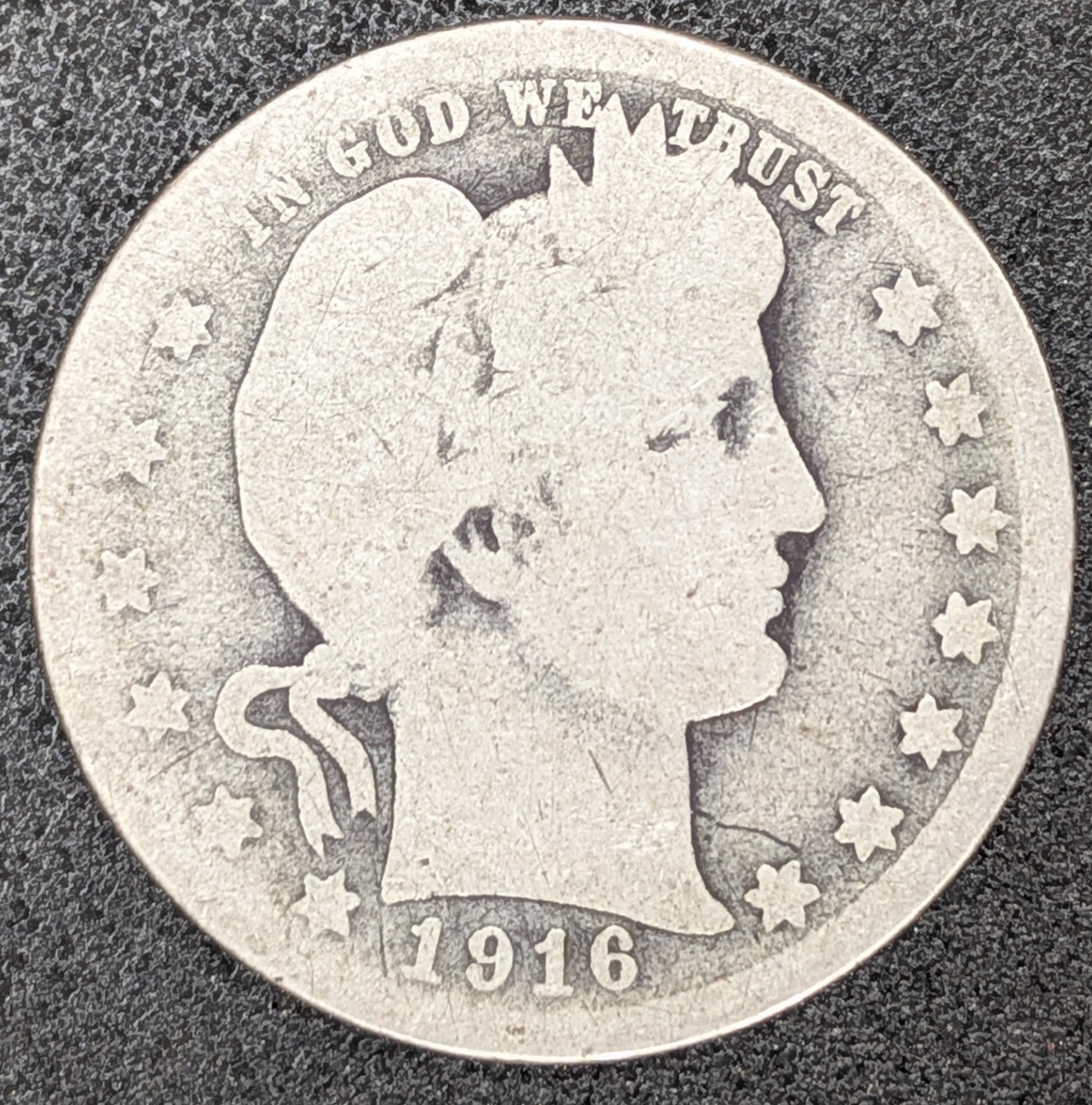 1916-D U.S. 25C Barber Silver Quarter Nice Circulated Coin