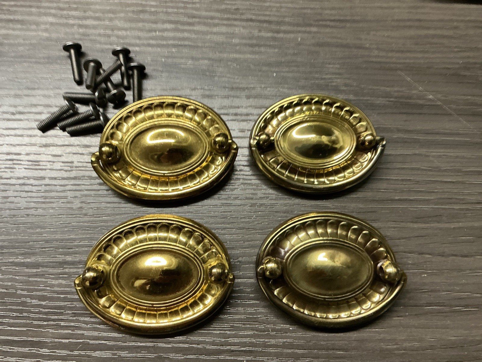 4 Keeler Brass KBC Hepplewhite Antique Hardware Vintage Drawer Pull Oval  (49)