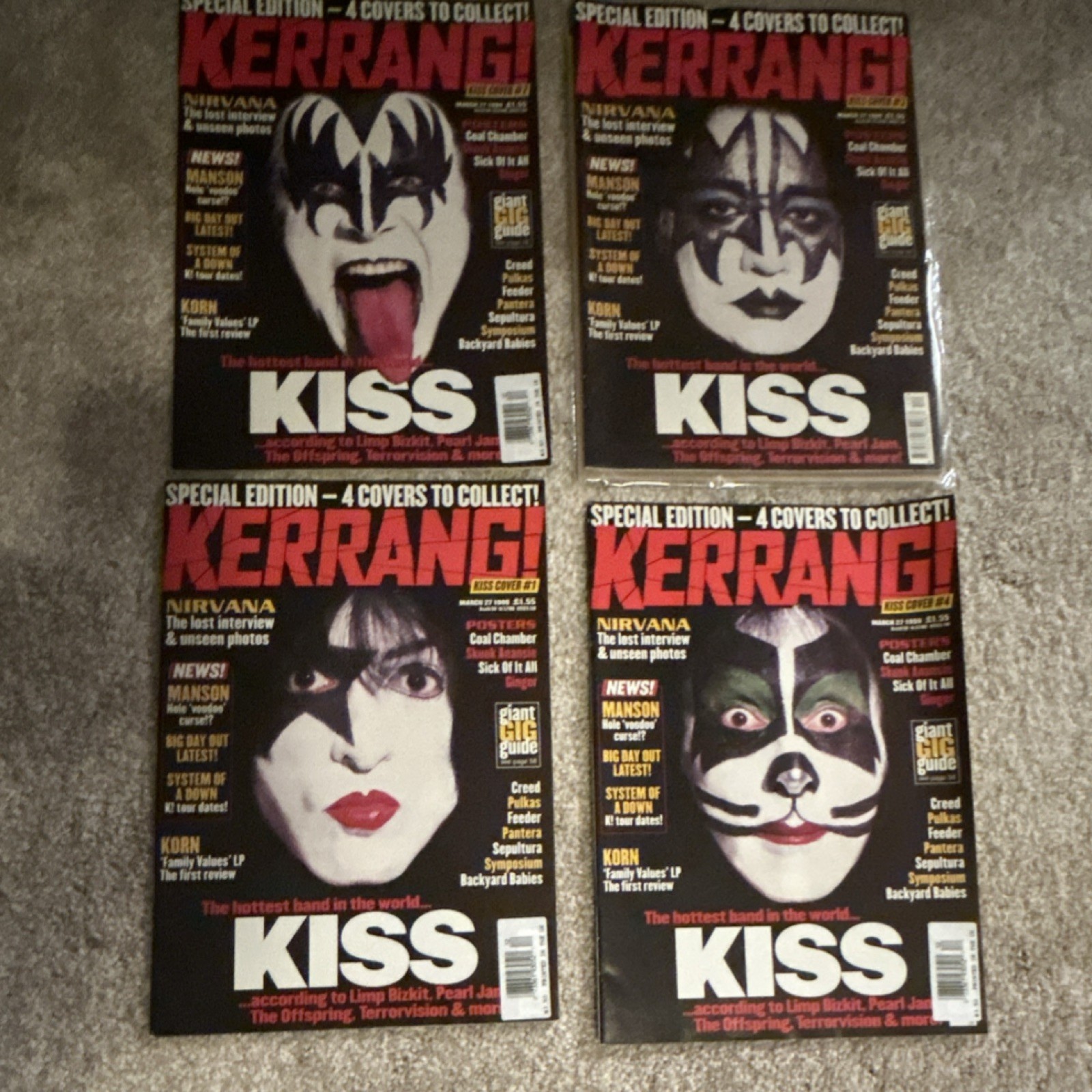 Kerrang Special Edition KISS 4 Covers To Collect March 27 1999 Issues