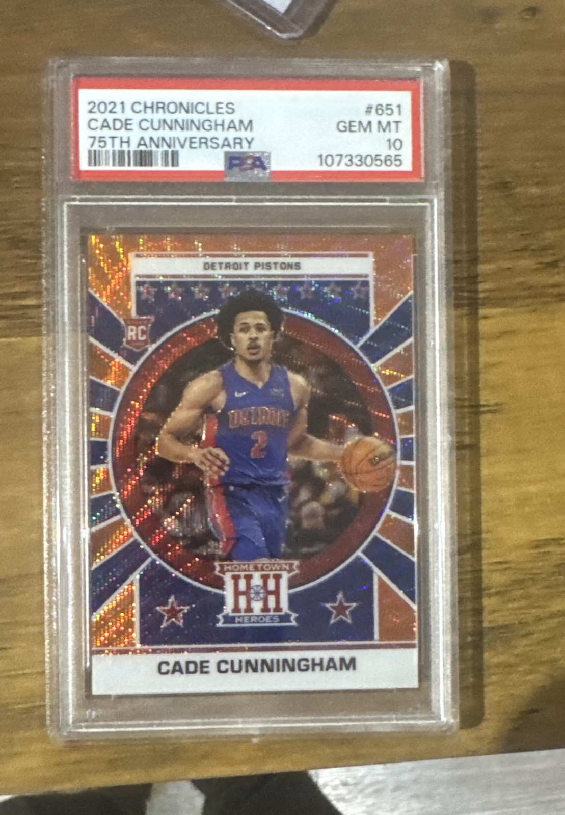 2021-22 Panini Chronicles - Hometown Heroes Optic Cade Cunningham #651 75th...