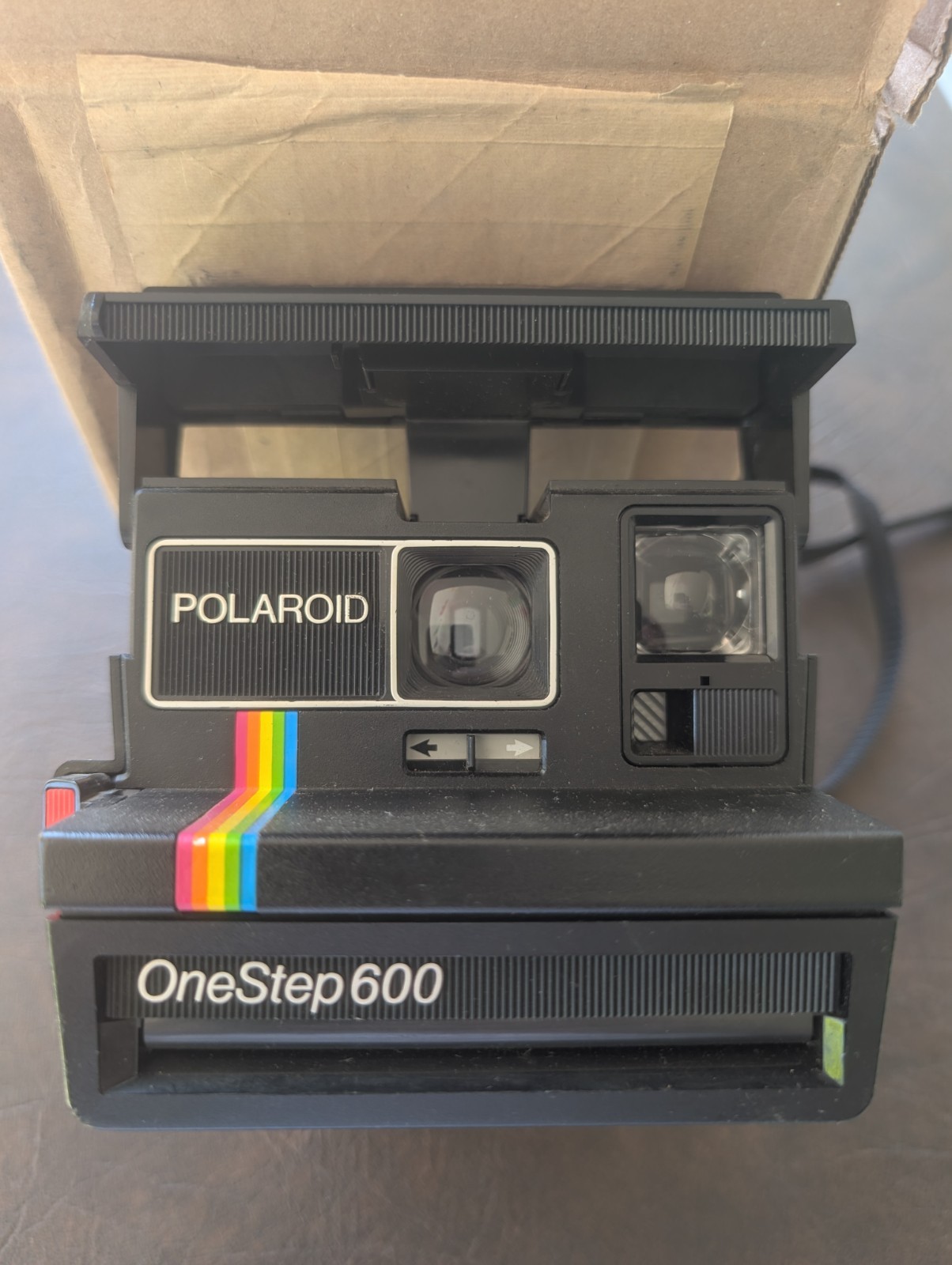 Vintage Polaroid OneStep 600 Rainbow Stripe Instant Film Land Camera w/ Strap