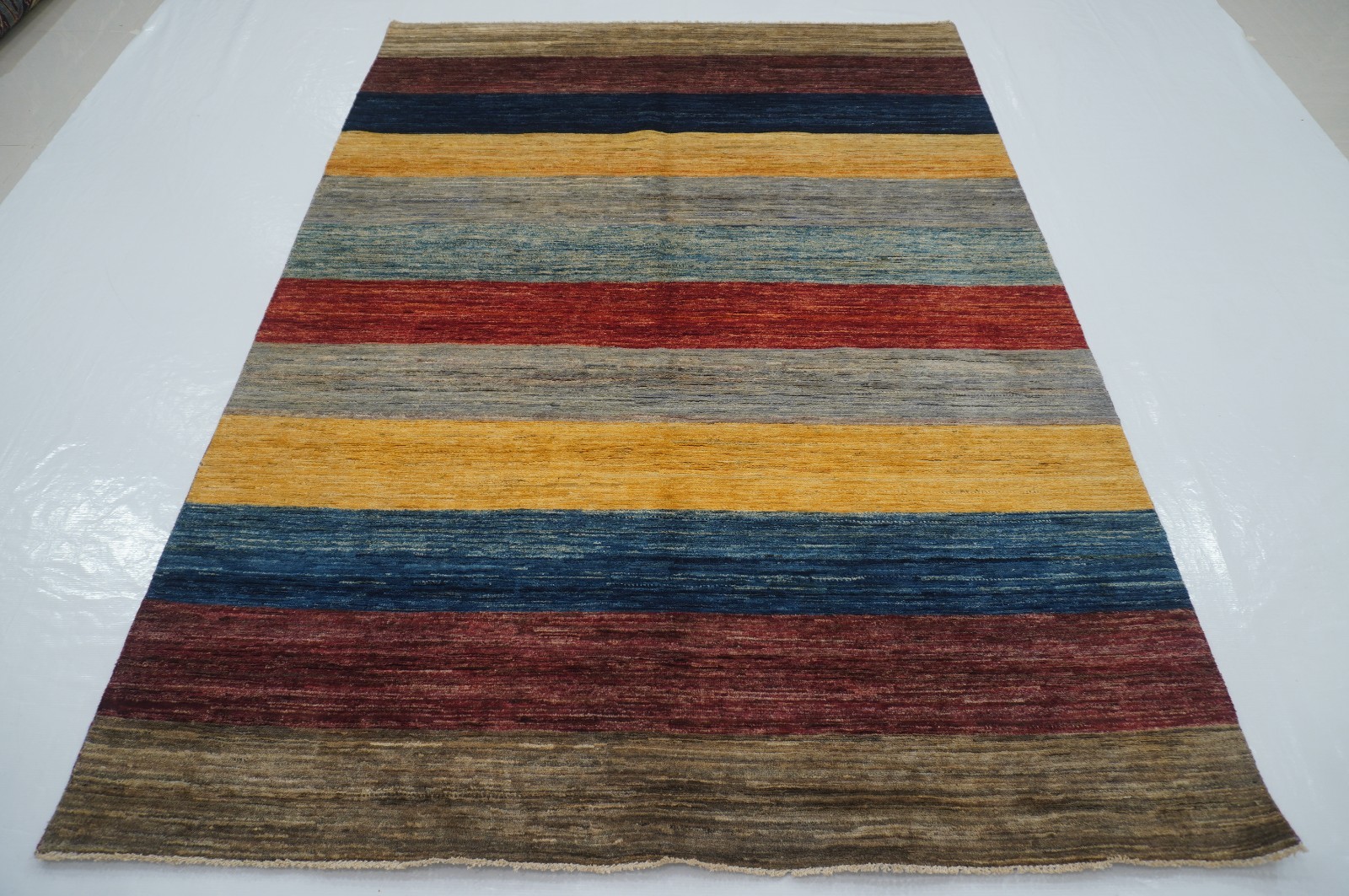 5x8 ft Striped Gabbeh Multicolor Afghan Hand Knotted Wool Area Rug