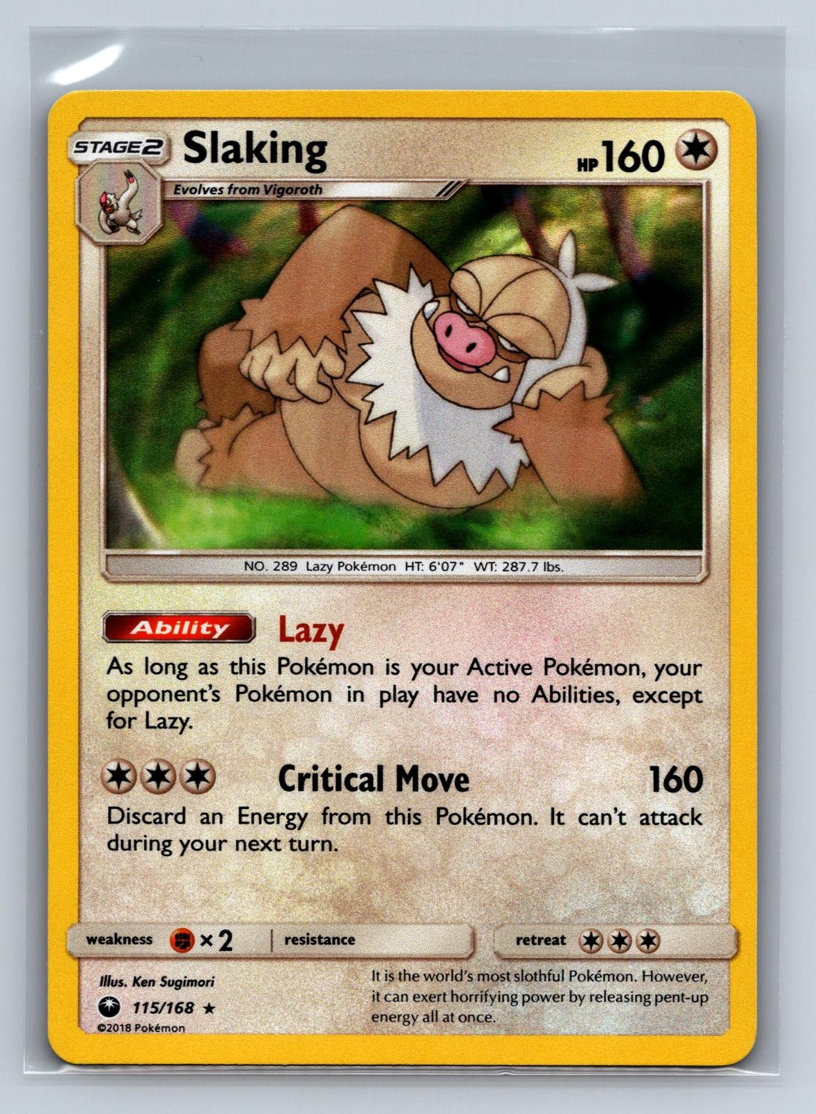 Slaking 115/168 Holo Rare Celestial Storm Pokemon NM/M 730d-47