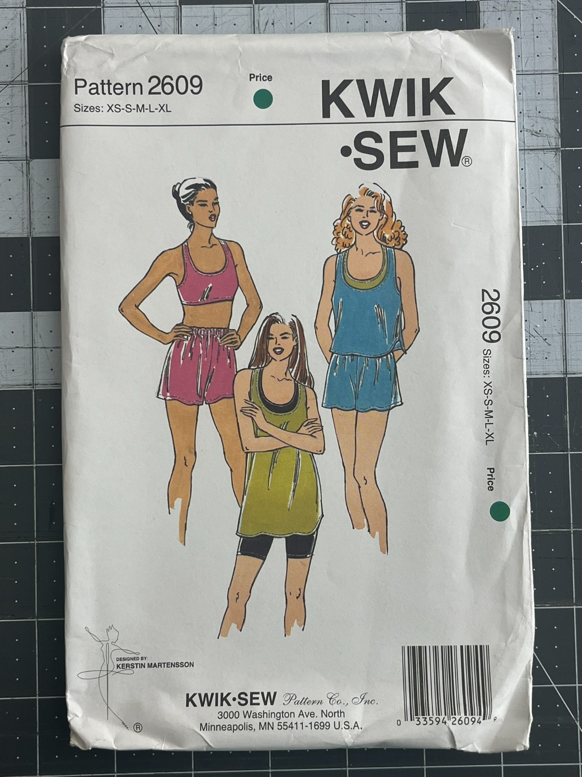 Vintage 1997 Kwik Sew 2609 Racerback Tops Shorts Pattern XS-XL Uncut