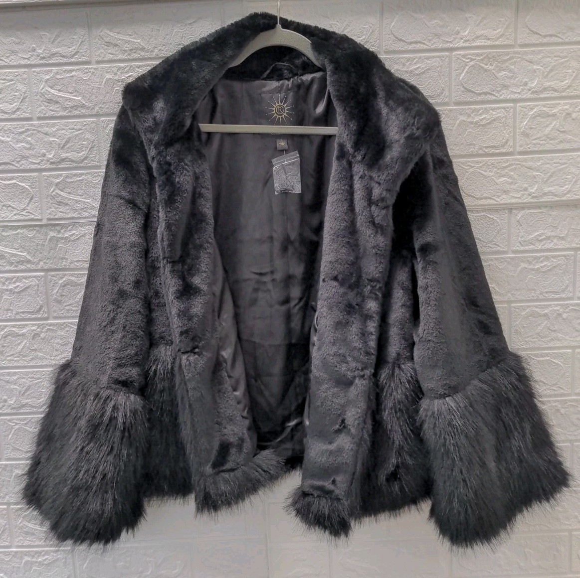 New Carla Rockmore Collection Faux Fur Jacket Black Size L