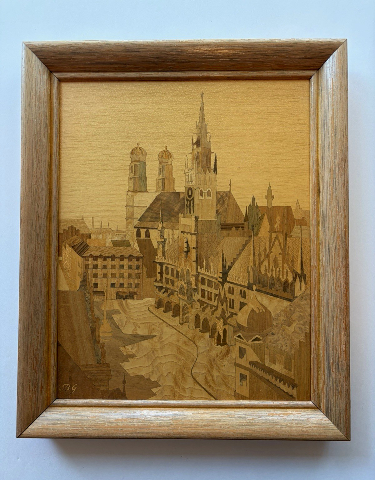 Vintage Original Buchschmid & Gretaux, wood inlay, Munich City Hall