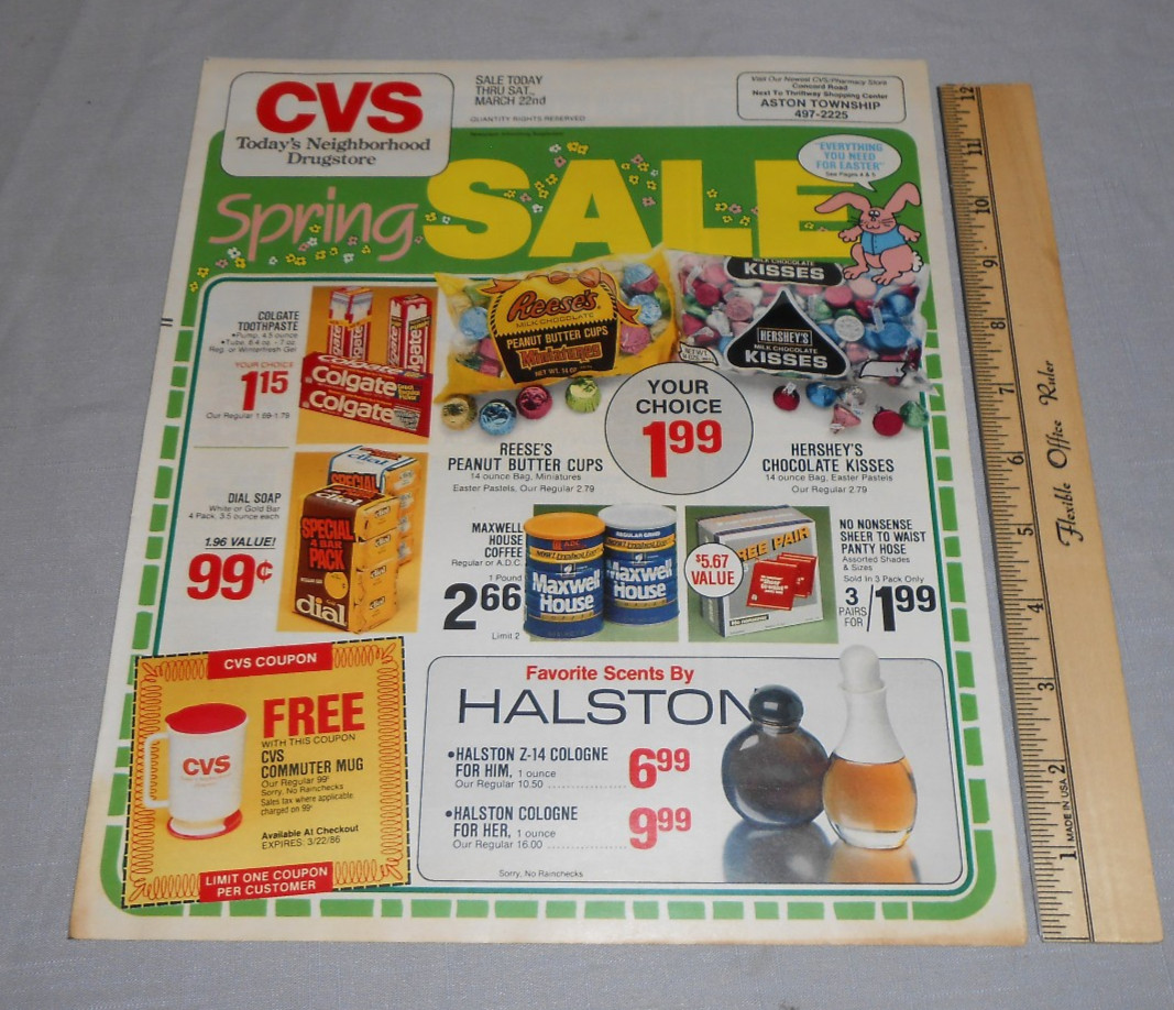 Vtg 1986 CVS Pharmacy Store Circular Print Ad Household Easter Candy Kodak