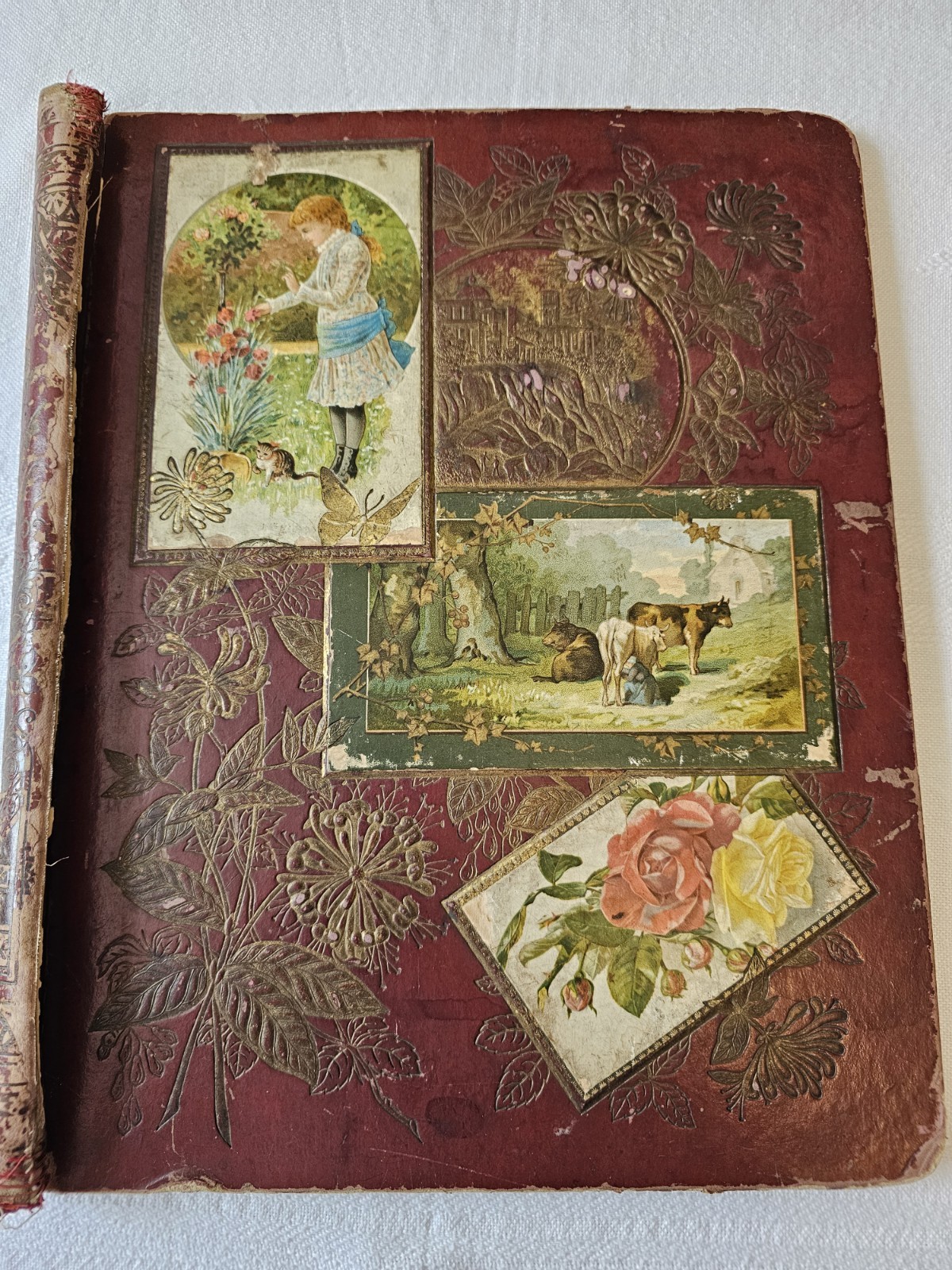 Antique Victorian Hard Cover Only Journal Craft Use Gorgeous Embossed 1876 Antique Victorian Hard Cover Only Journal Craft Use Gorgeous Embossed 1876