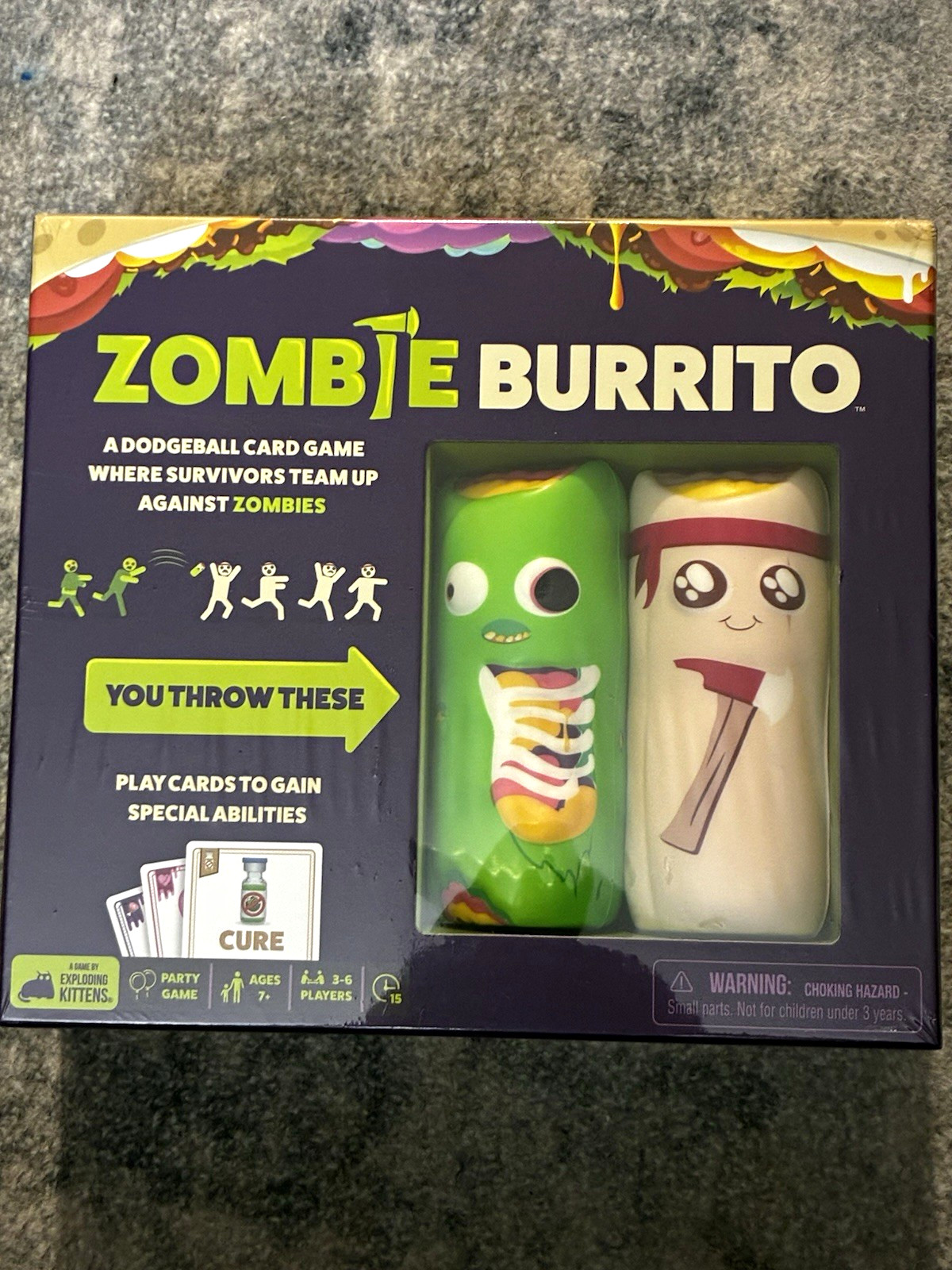 Exploding Kittens Zombie Burrito Zombies Party Game Dodgeball Card 7+ 3-6