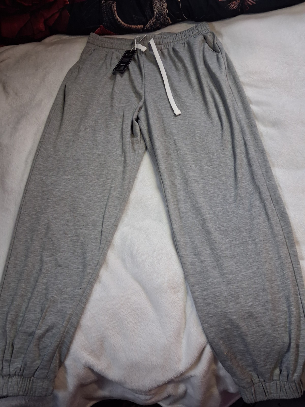 ☆NWT Fantaslook~Gray, Wide Leg,Sweat Pants/Jogger Pants,Pockets,Drawstring SizeL